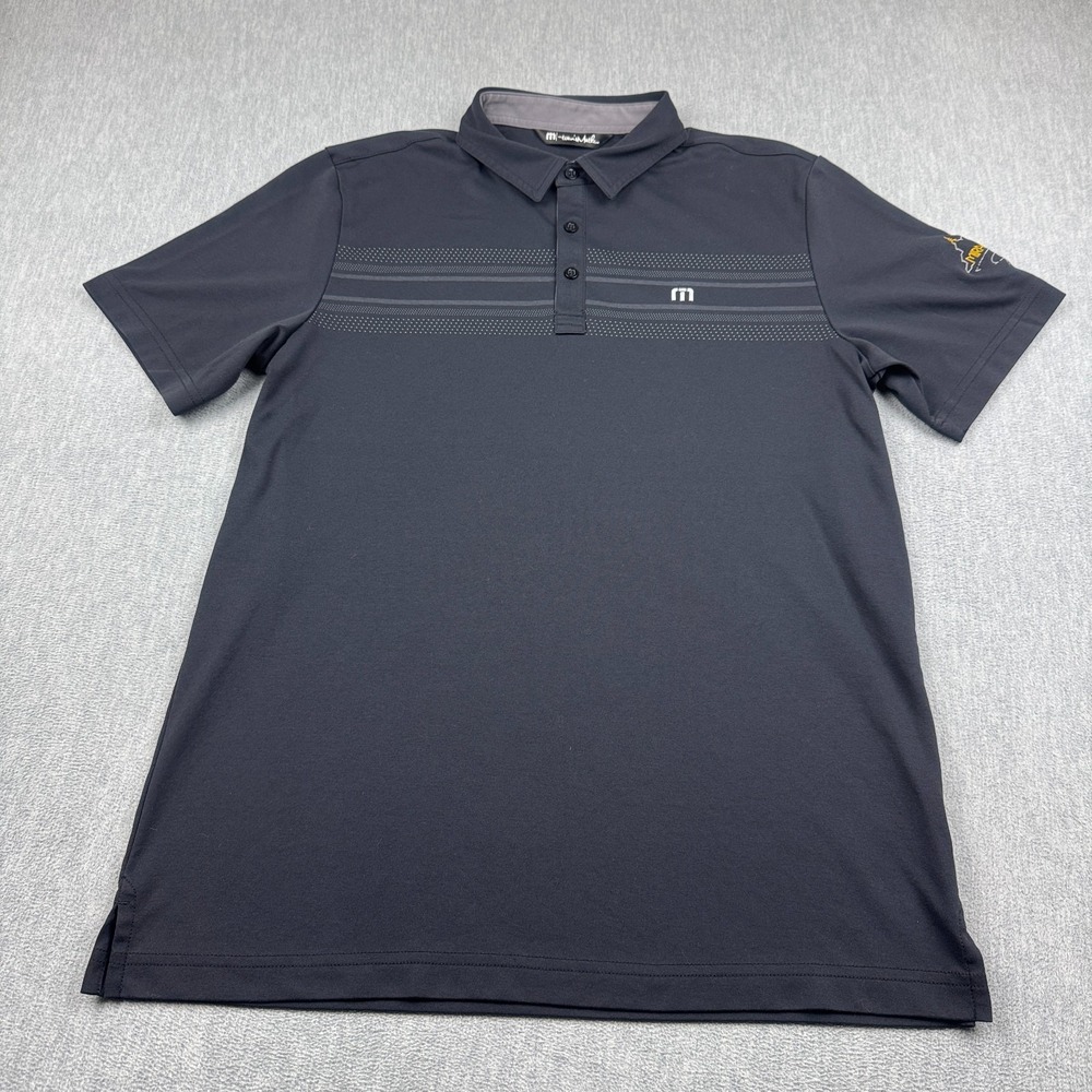 Travis Mathew Polo Shirt Mens Large Black Performance Golf Lightweight Logo